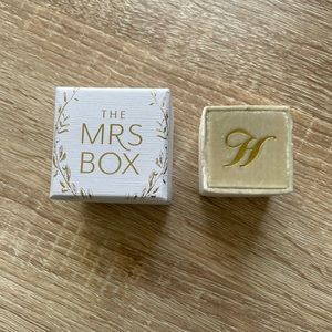 The Mrs. Box Roosevelt Classic Double Velvet Box, Neutral, Gold H monogram